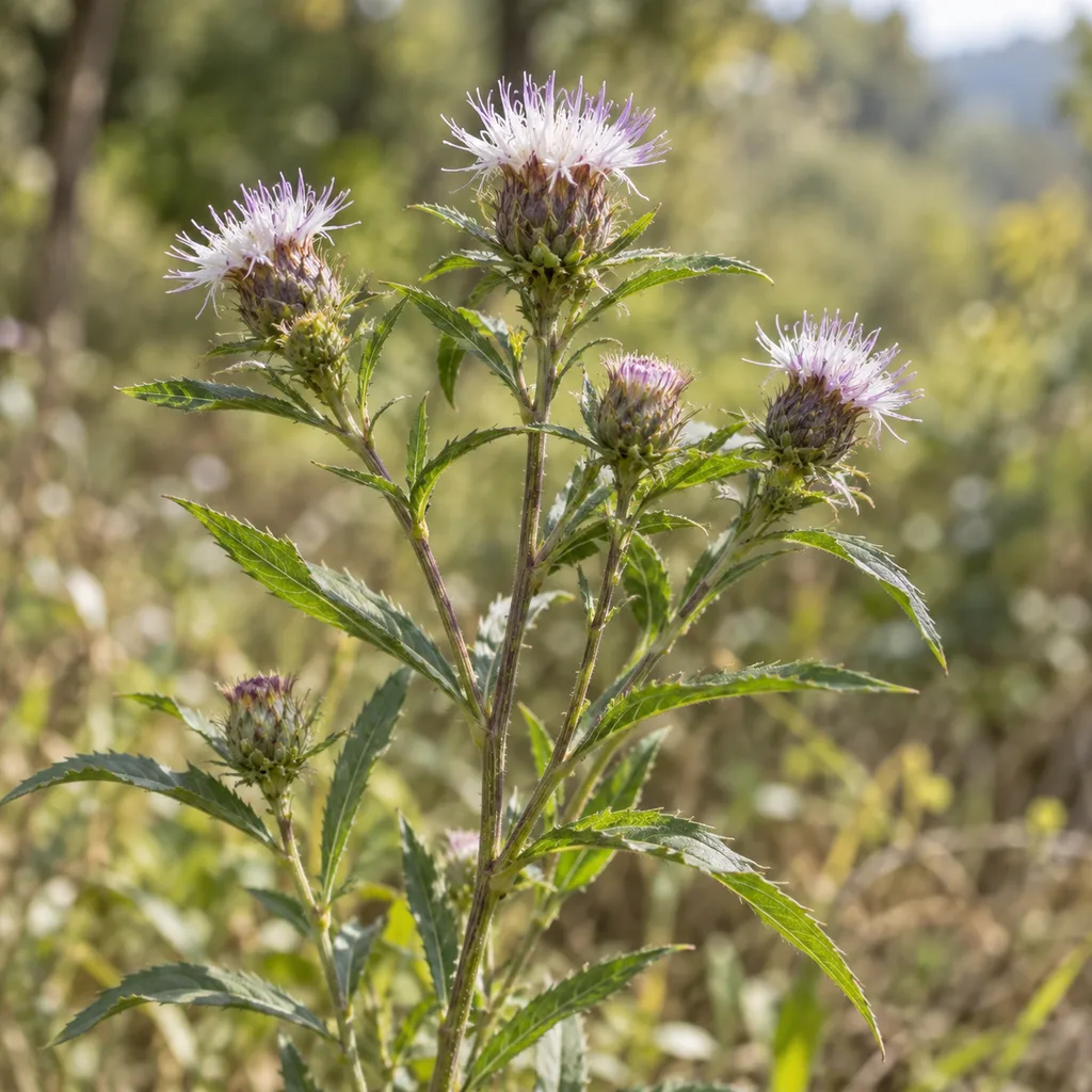 Kvetoucí atraktylis velkoúborný (Atractylodes macrocephala)