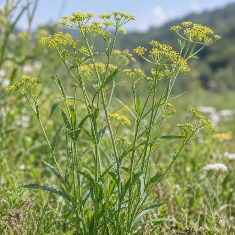 Prorostlík čínský (Bupleurum chinense) s žlutými okolíky