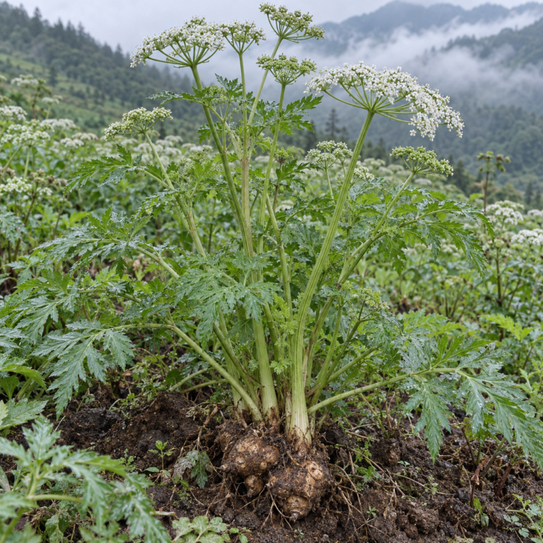 Chuan Xiong – rostlina Ligusticum chuanxiong Hort. (POWO: Conioselinum anthriscoides ‘Chuanxiong’)