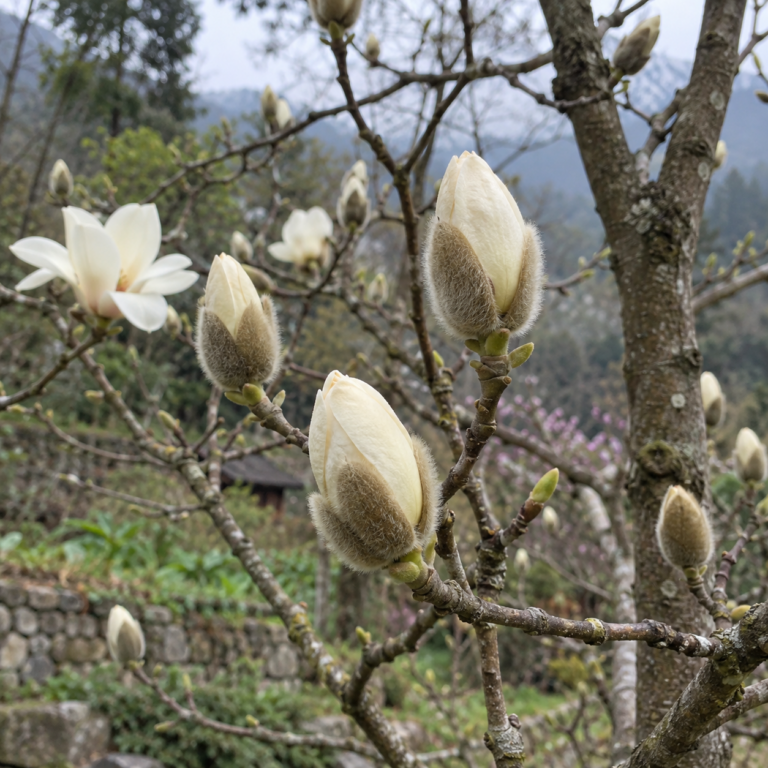 Xin Yi Hua – rostlina Magnolia biondii Pamp.; Magnolia denudata Desr.; Magnolia sprengeri Pamp.