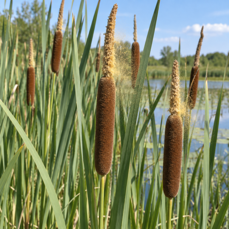 Pu Huang – rostlina Typha angustifolia L.; Typha orientalis C. Presl; případně jiné druhy rodu Typha