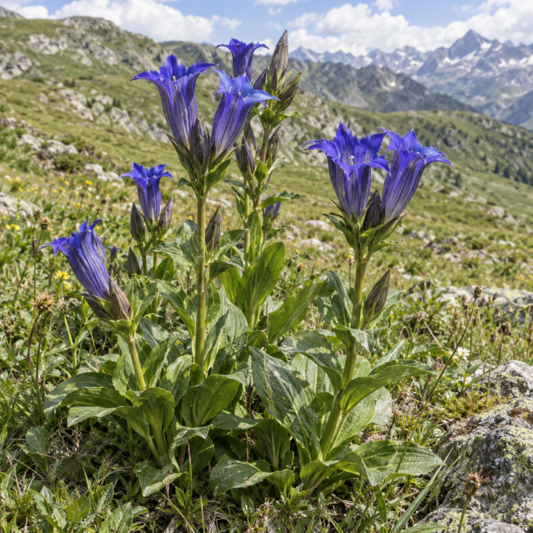 Qin Jiao – rostlina Gentiana macrophylla Pall.; Gentiana straminea Maxim.; Gentiana crassicaulis Duthie ex Burkill; Gentiana dahurica Fisch.