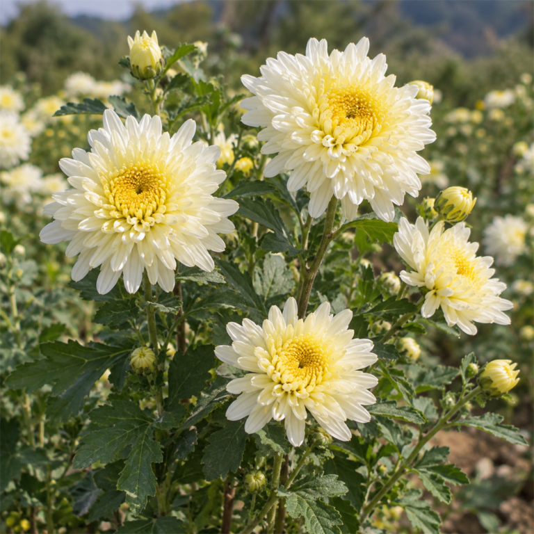 Ju Hua – rostlina Chrysanthemum × morifolium Ramat. (syn. Dendranthema morifolium (Ramat.) Tzvelev)